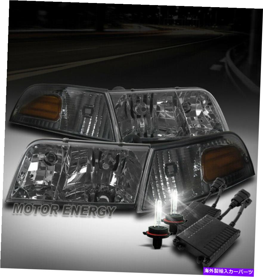 USヘッドライト 98-11フォードクラウンビクトリアスモークヘッドライト+コーナーシグナルランプW / 50W 6K HID FOR 98-11 FORD CROWN VICTORIA SMOKE HEADLIGHTS +CORNER SIGNAL LAMP W/50W 6K HID【並行輸入品】