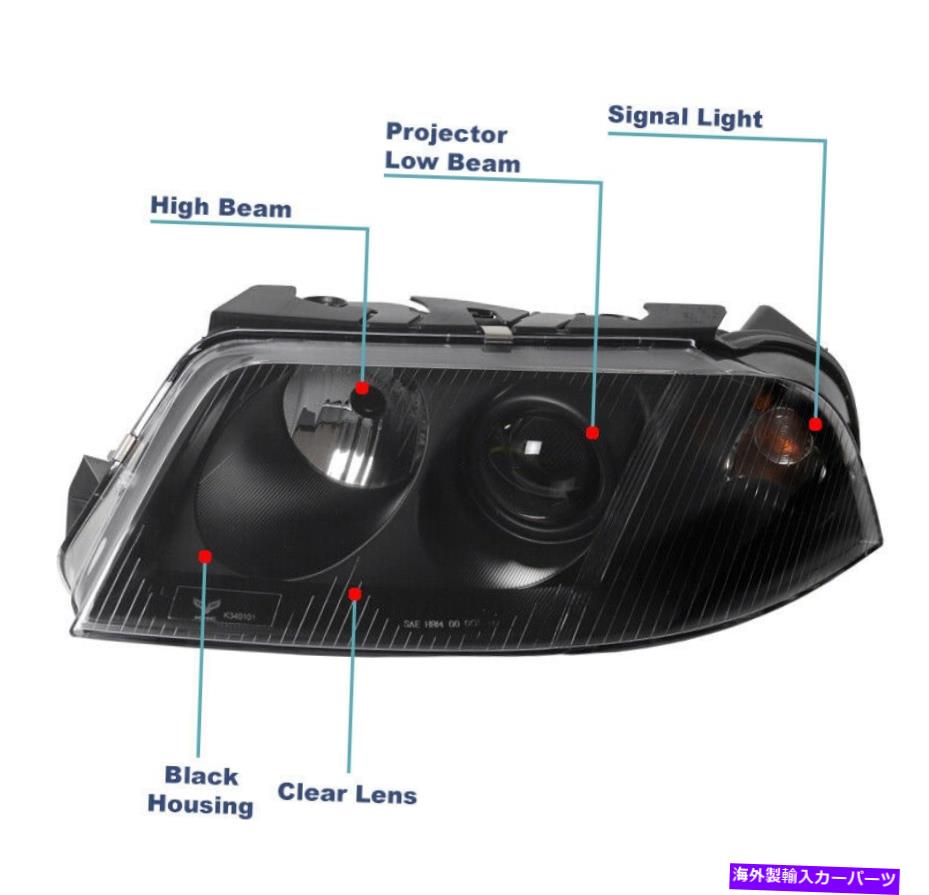 USヘッドライト 2001~2005 Volkswagen VW PassatプロジェクターブラックヘッドライトランプW / LED DRLキット For 2001-2005 Volkswagen VW Passat Projector Black Headlights Lamp w/LED DRL Kit【並行輸入品】