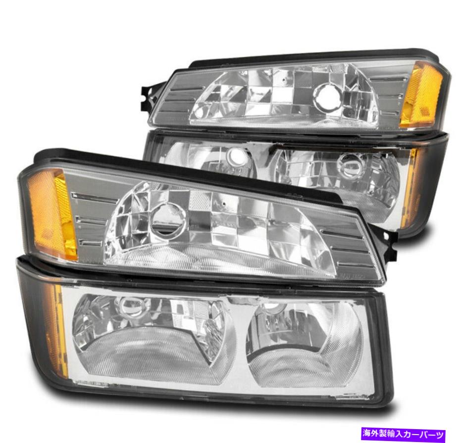 USヘッドライト 02-06シボレーアバランシェピックアップヘッドライト+バンパーパーキングランプクロム左+右 FOR 02-06 CHEVY AVALANCHE PICKUP HEADLIGHT+BUMPER PARKING LAMP CHROME LEFT+RIGHT【並行輸入品】
