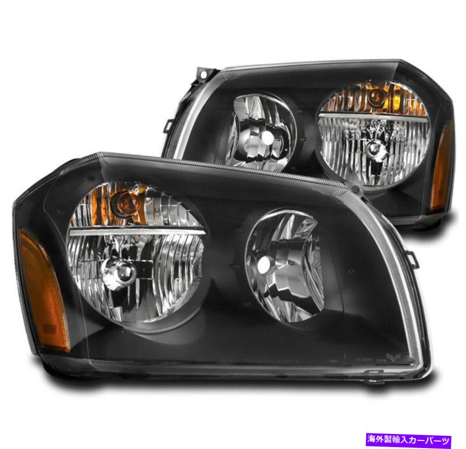 USヘッドライト 05 06 07 DODGE MAGNUM R / T SE SRT8 SXT交換ヘッドライトランプブラックセット FOR 05 06 07 DODGE MAGNUM R/T SE SRT8 SXT REPLACEMENT HEADLIGHTS LAMP BLACK SET【並行輸入品】