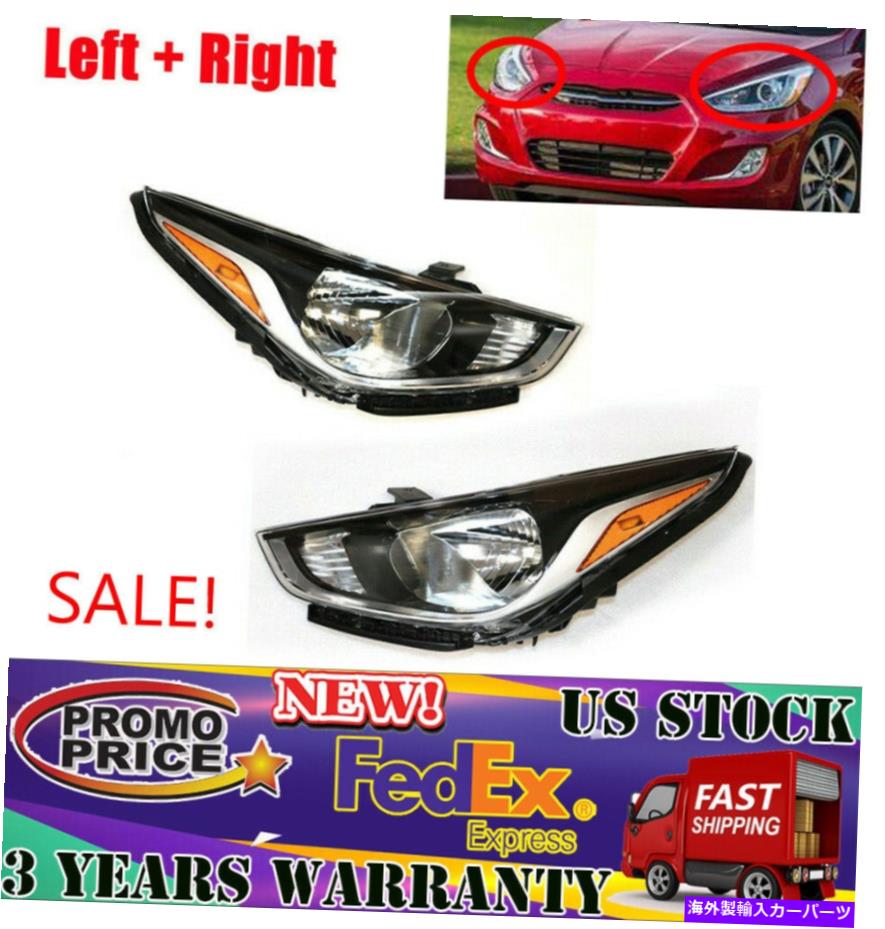 USヘッドライト ハロゲンヘッドライトヘッドランプ左+右クリアレンズHyundaiアクセント Halogen Headlight Headlamp Left+Right Clear Lens for 2018-2020 Hyundai Accent【並行輸入品】