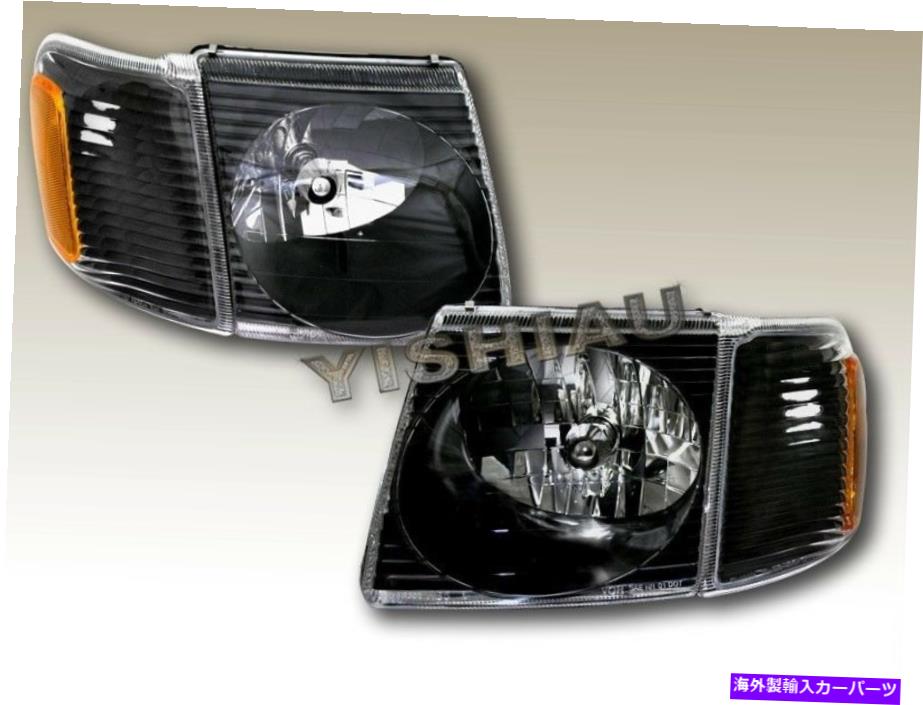 USヘッドライト 01-05フォードエクスプローラースポーツトラックブラックヘッドライトコーナー 01-05 FORD EXPLORER SPORT TRAC BLACK HEADLIGHTS CORNER【並行輸入品】