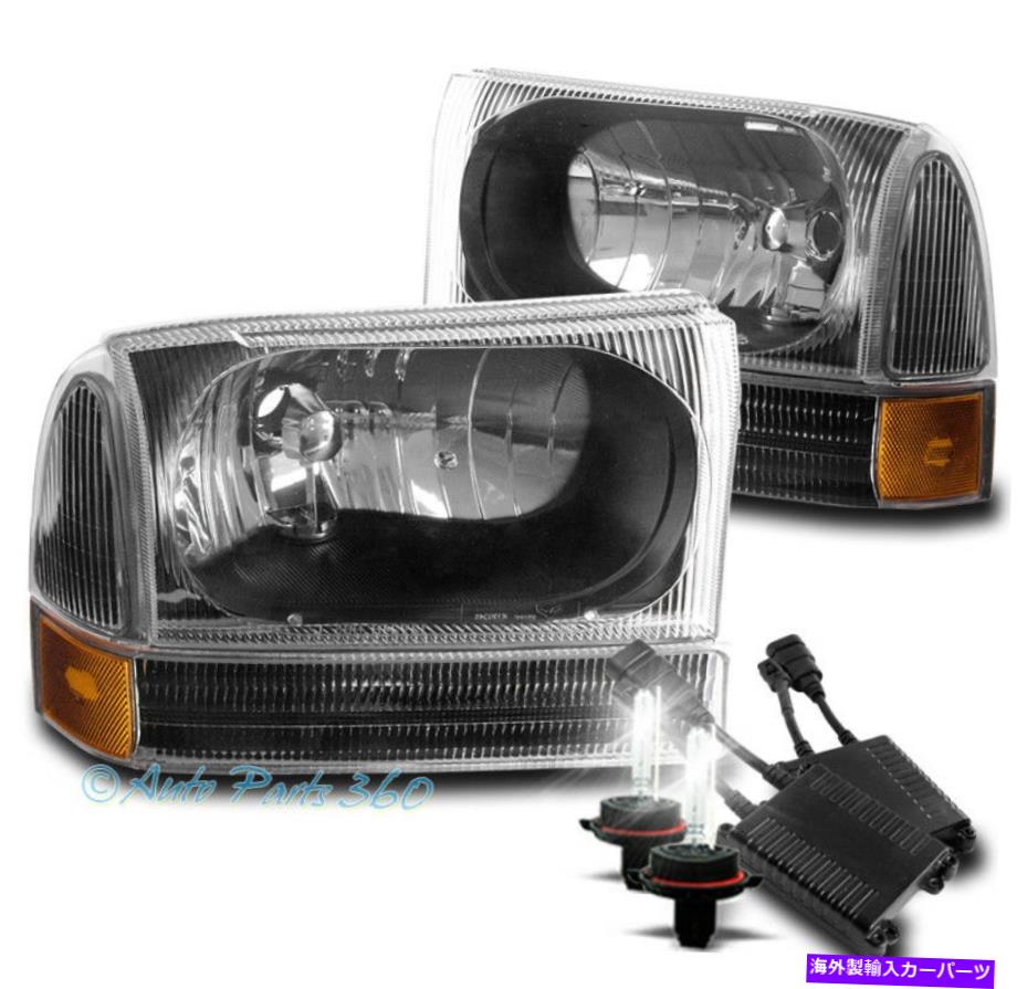 USヘッドライト 99-04フォードF250 F350スーパーデューティ/ 00 +エクスカーションブラックヘッドライトランプW / 50W 6K HID 99-04 FORD F250 F350 SUPER DUTY/00+ EXCURSION BLACK HEADLIGHTS LAMP W/50W 6K HID【並行輸入品】