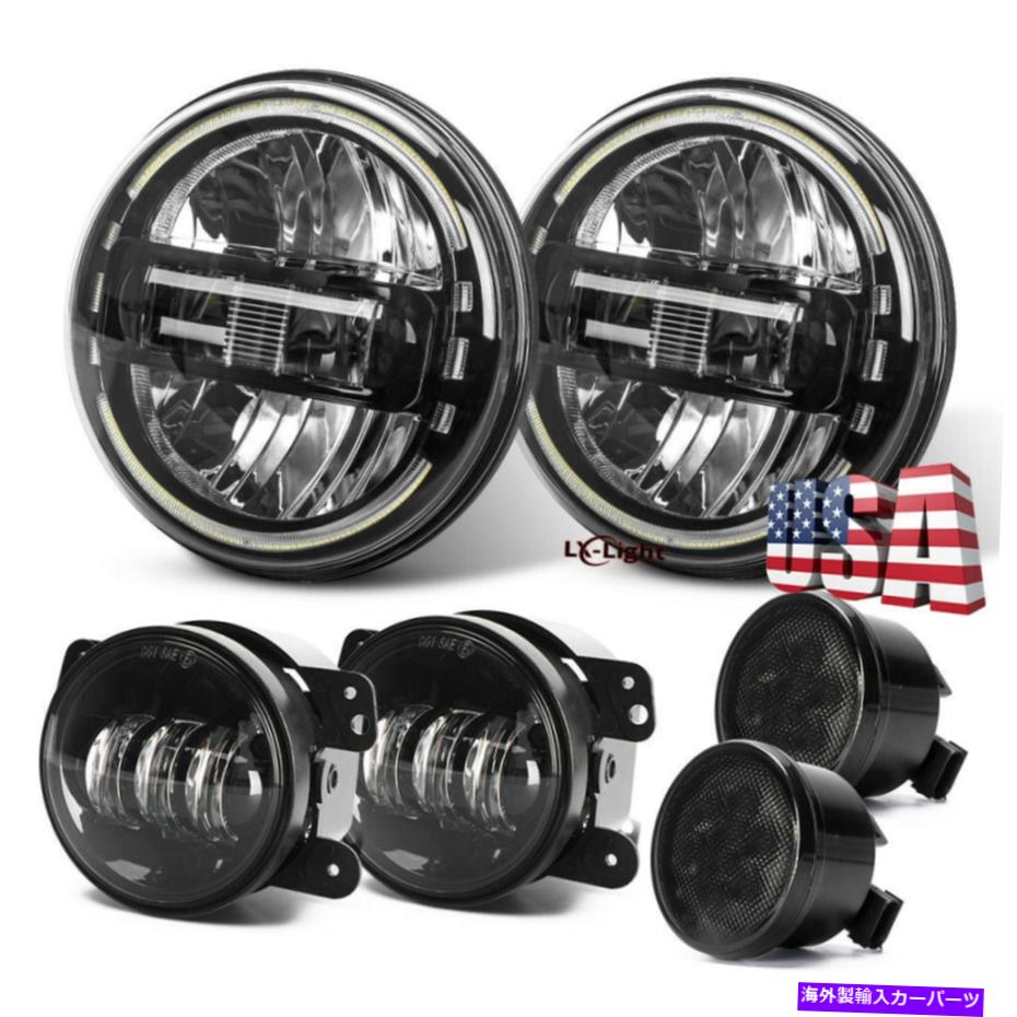 USヘッドライト JEEP wrangler JK 07-17 7「Halo LEDヘッドライトターン信号フォグライトコンボ6PC For Jeep Wrangler JK 07-17 7\