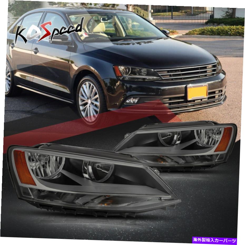 USヘッドライト 11-18 VW Jetta MK6ハロゲンのためのスモークハウジングの琥珀色のシグナルヘッドライト Smoked Housing Amber Corner Signal Headlights for 11-18 VW Jetta Mk6 Halogen【並行輸入品】