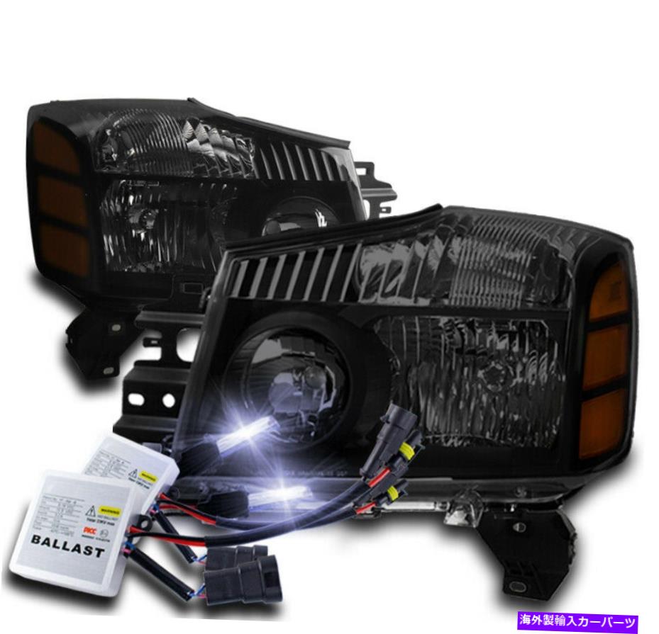 USヘッドライト 2004-2015 TITAN / 2004-2007アルマダクリスタルブラック/スモークヘッドライト+ 10KキセノンHID FOR 2004-2015 TITAN/2004-2007 ARMADA CRYSTAL BLACK/SMOKE HEADLIGHT+10K XENON HID【並行輸入品】