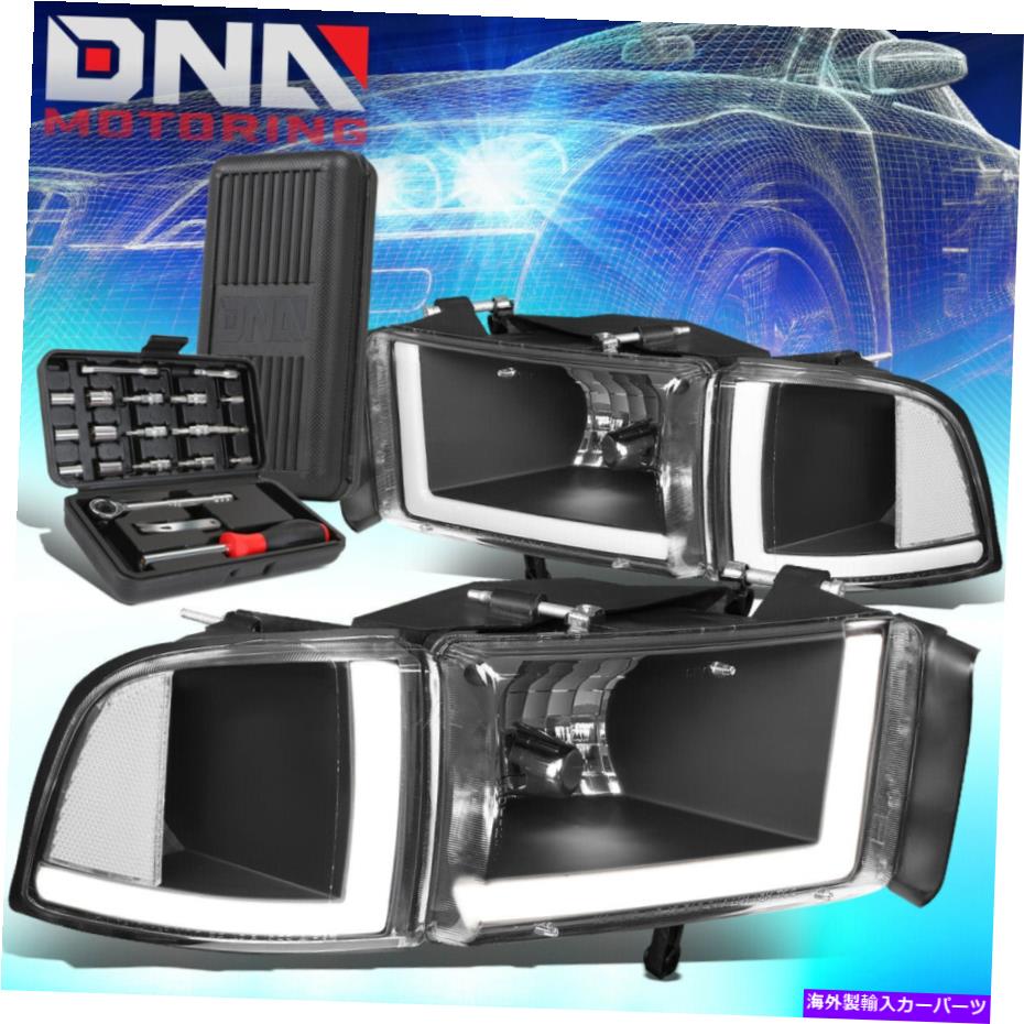 USヘッドライト 1994-2002 Dodge RAM 1500 2500 3500 LED DRLヘッドライトランプ+ツールブラック/クリア FOR 1994-2002 DODGE RAM 1500 2500 3500 LED DRL HEADLIGHT LAMPS+TOOLS BLACK/CLEAR【並行輸入品】 45,947円