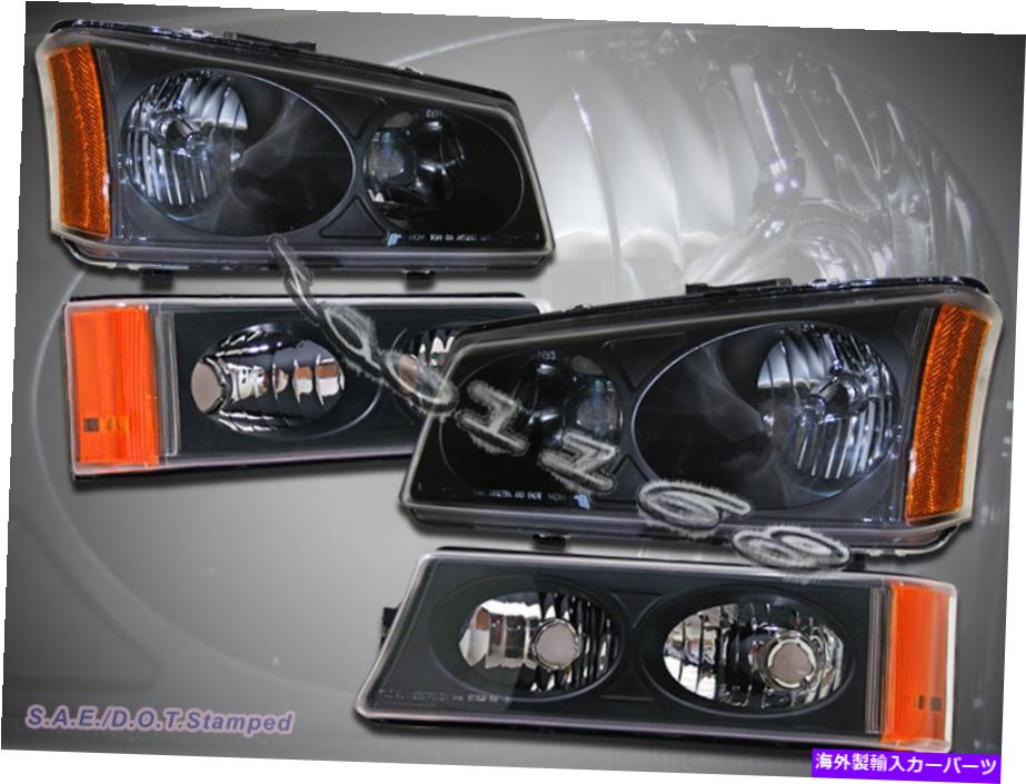 USヘッドライト 03-06 Chevy Silverado / Avalancheヘッドライトブラック+バンパーライトブラック 03-06 CHEVY SILVERADO / AVALANCHE HEADLIGHTS BLACK + BUMPER LIGHTS BLACK【並行輸入品】
