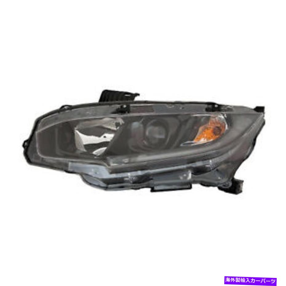 USヘッドライト ヘッドライトハロゲンカーバ左ハンドルドライバーサイドフィット19-21ホンダシビックセダンクーペ Headlight Halogen CAPA Left Hand Driver Side Fits 19-21 Honda Civic Sedan Coupe【並行輸入品】