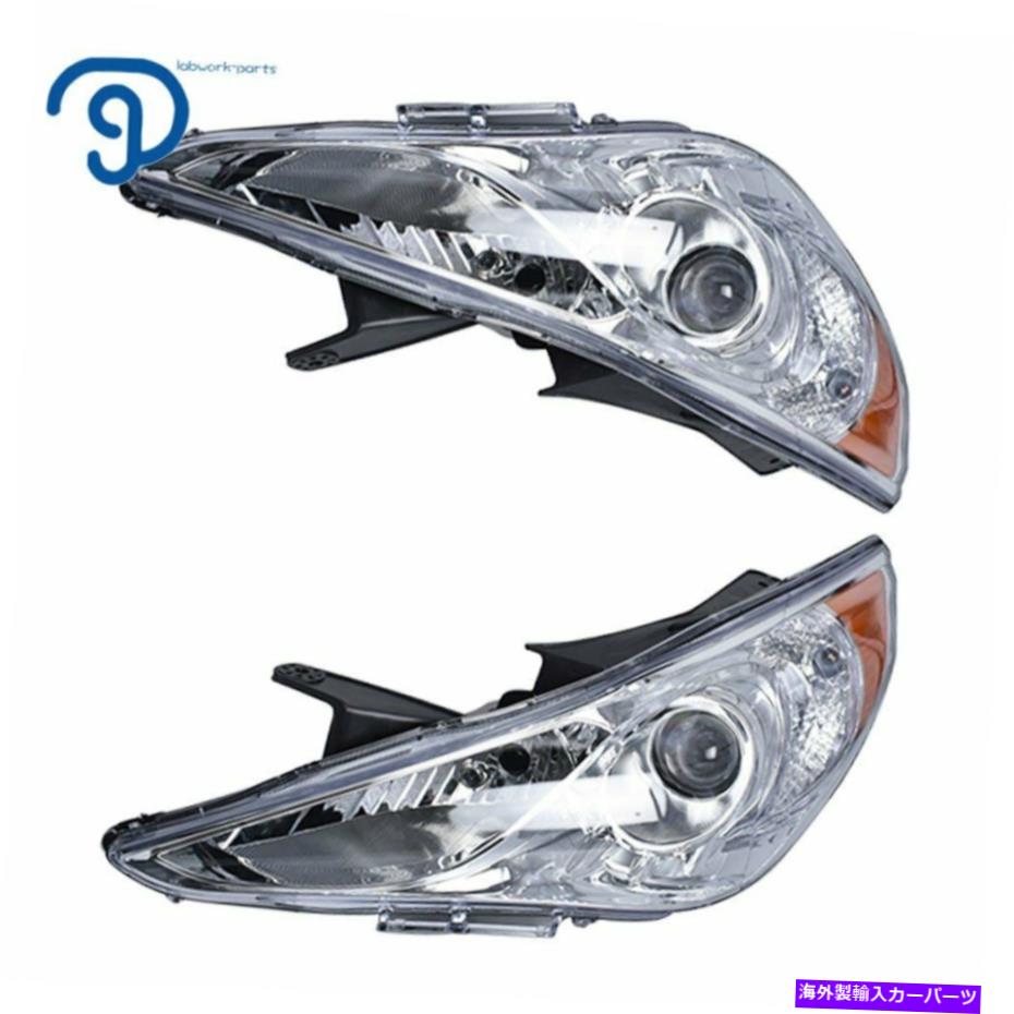 USヘッドライト For11-14 Sonata LH + RHクロームハウジングAmber Cornerプロジェクターヘッドライトヘッドランプ FOR11-14 SONATA LH+RH CHROME HOUSING AMBER CORNER PROJECTOR HEADLIGHT HEADLAMPS【並行輸入品】