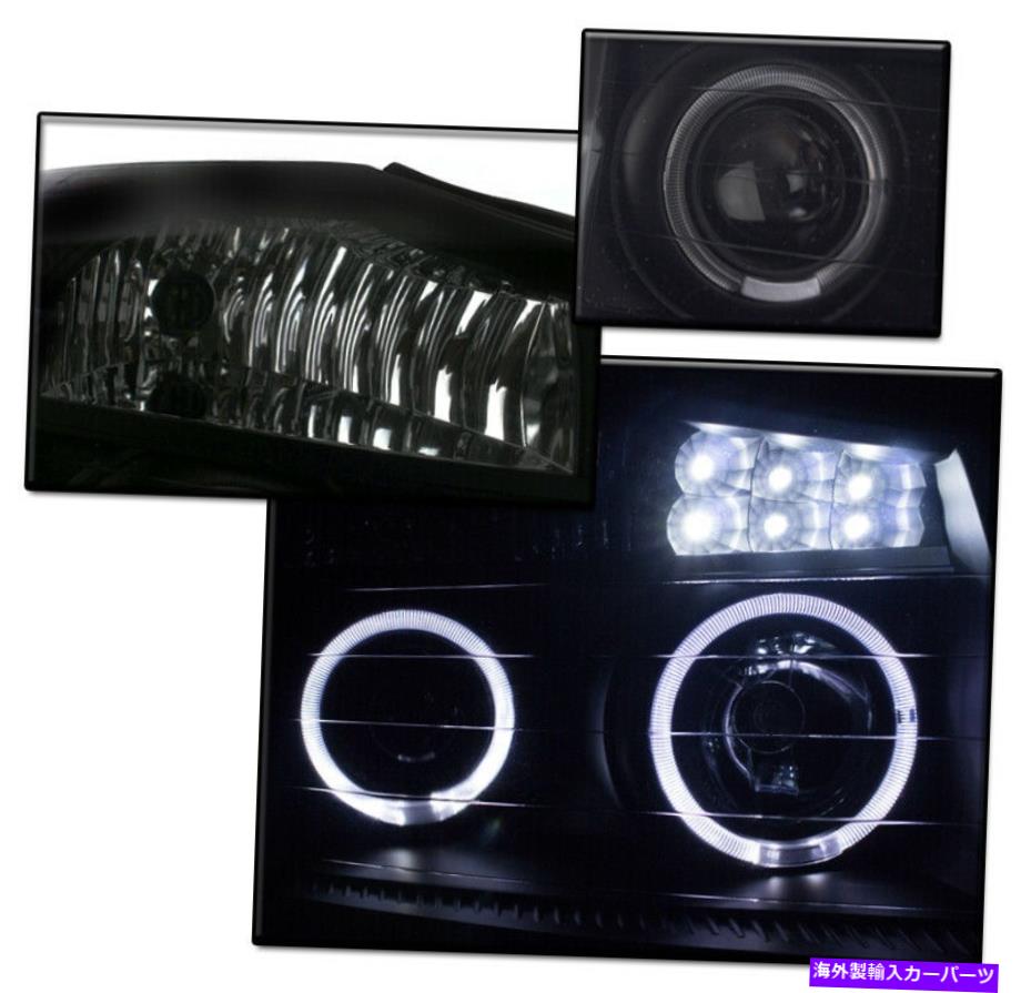 USヘッドライト ブラック/スモークLED Haloプロジェクターヘッドライトランプ+ LED DRLは2004 + Titan Armada BLACK/SMOKE LED HALO PROJECTOR HEAD LIGHTS LAMP +LED DRL FOR 2004+ TITAN ARMADA【並行輸入品】