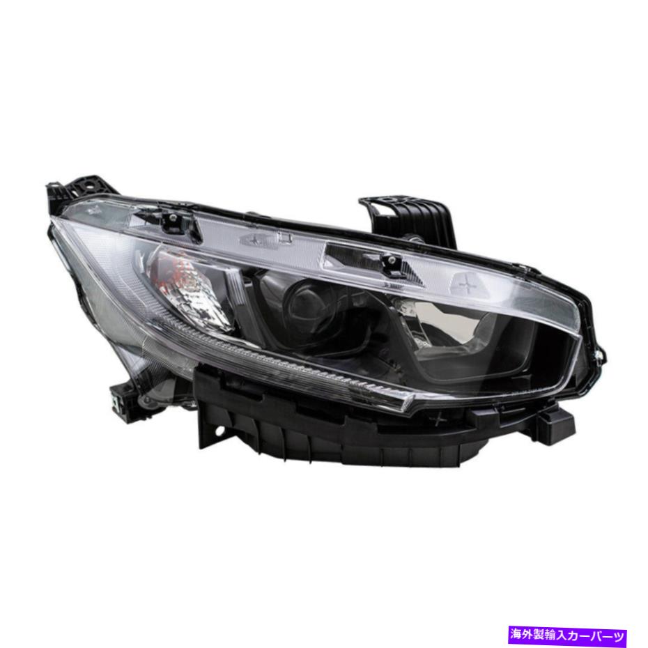 USヘッドライト ハロゲンヘッドライトフィット2019 2020ホンダシビック助手席側レンズW /ブラックベゼル Halogen Headlight fits 2019 2020 Honda Civic Passenger Side Lens w/ Black Bezel【並行輸入品】