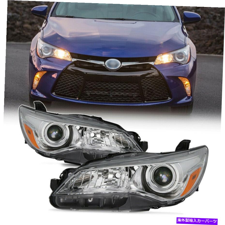 USヘッドライト 2015-2017トヨタカムリクロームハウジングプロジェクターヘッドライトヘッドランプセット Fits 2015-2017 Toyota Camry Chrome Housing Projector Headlights Headlamps Set【並行輸入品】