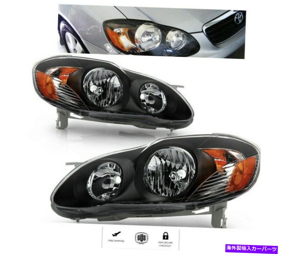 USヘッドライト Toyota Corolla 2003 2008 Black Headlightsセットヘッドランプライトペア For Toyota Corolla 2003 2008 Black Headlights Set Headlamps Lights pair【並行輸入品】