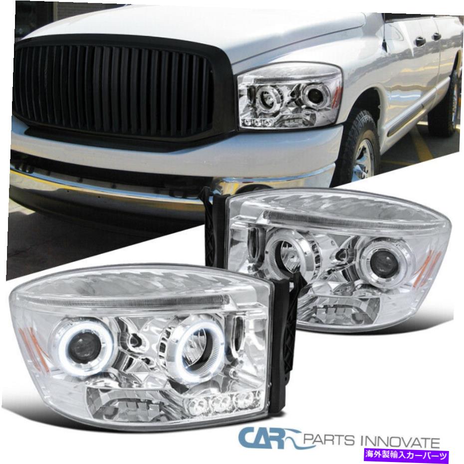 USヘッドライト 06-09 Dodge RAM 1500 2500 3500 LEDデュアルHaloプロジェクターヘッドライト左+右 For 06-09 Dodge Ram 1500 2500 3500 LED Dual Halo Projector Headlights Left+Right【並行輸入品】