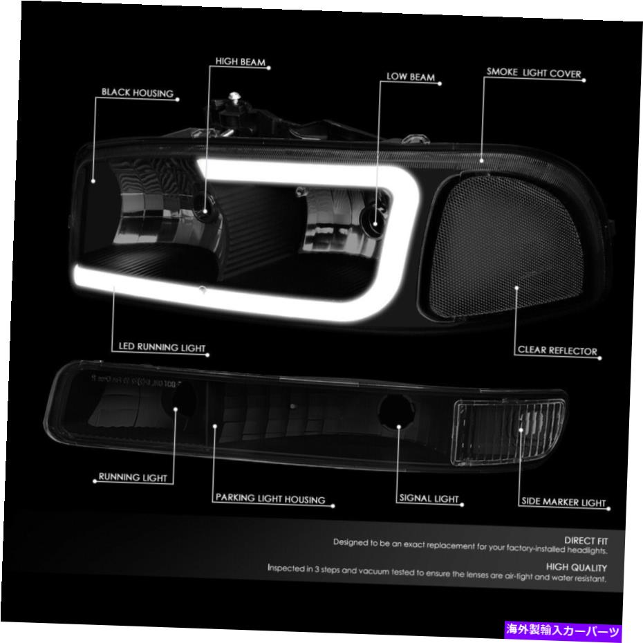 USヘッドライト 【LED DRL】99-07 GMC Sierra Yukon XL 4PCS着色/クリアヘッドライトバンパーランプ [LED DRL] FOR 99-07 GMC SIERRA YUKON XL 4PCS TINTED/CLEAR HEADLIGHT BUMPER LAMPS【並行輸入品】