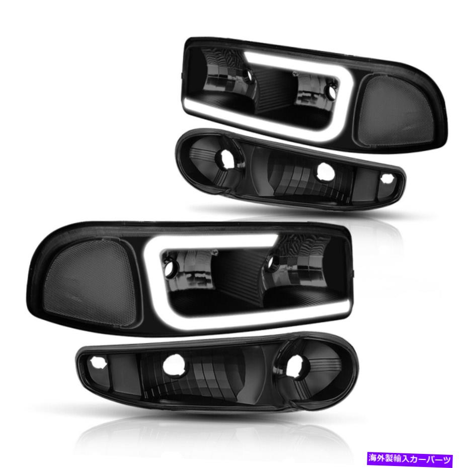 USヘッドライト 00-06 Yukon XL / Sierra Denali LED DRLヘッドライトW / Bumper Lamples Tinted / Clear For 00-06 Yukon XL/Sierra Denali LED DRL Headlight w/ Bumper Lamps Tinted/Clear【並行輸入品】
