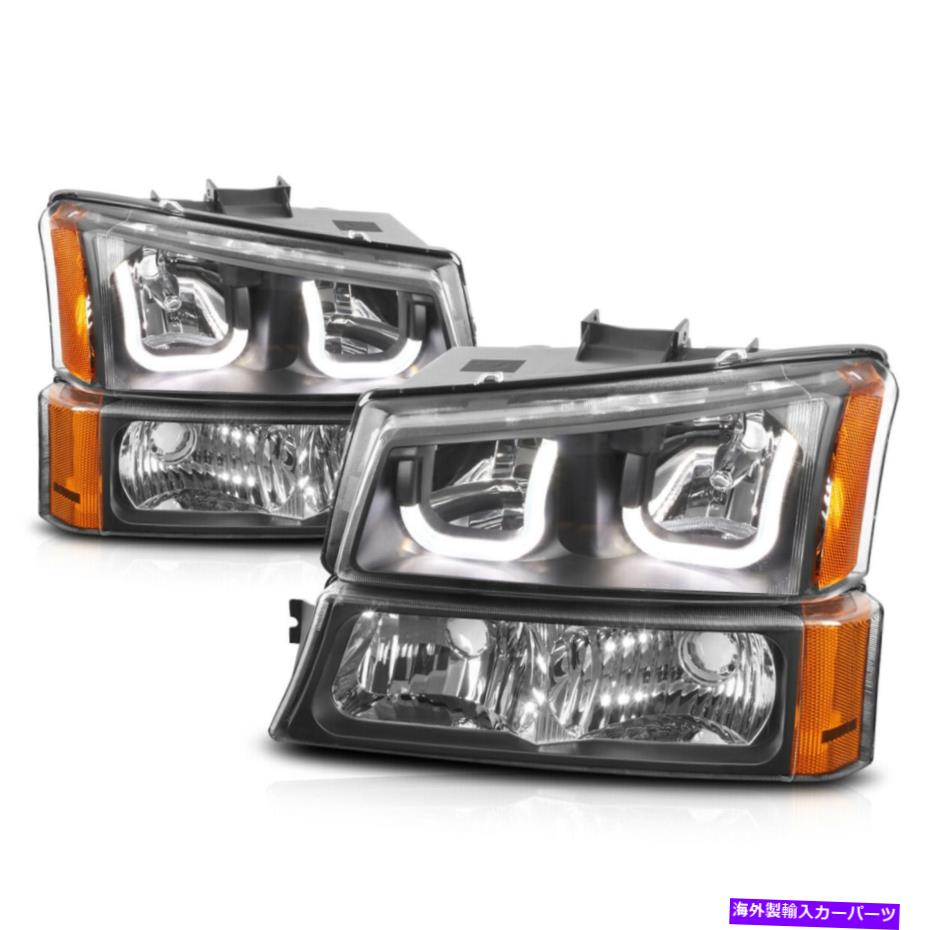 USヘッドライト 03-06 Chevy Silverado / Avalanche J-Halo LED DRLヘッドライト/ランプブラック/アンバー For 03-06 Chevy Silverado/Avalanche J-Halo LED DRL Headlight/Lamps BLack/Amber【並行輸入品】