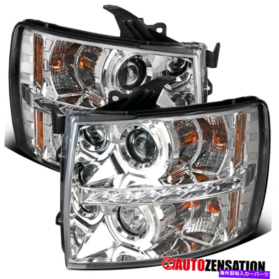 USヘッドライト 2007-2014のシボレーSilveradoクリアレンズLED U-Halo Rimsプロジェクターのヘッドライト For 2007-2014 Chevy Silverado Clear Lens LED U-Halo Rims Projector Headlights【並行輸入品】
