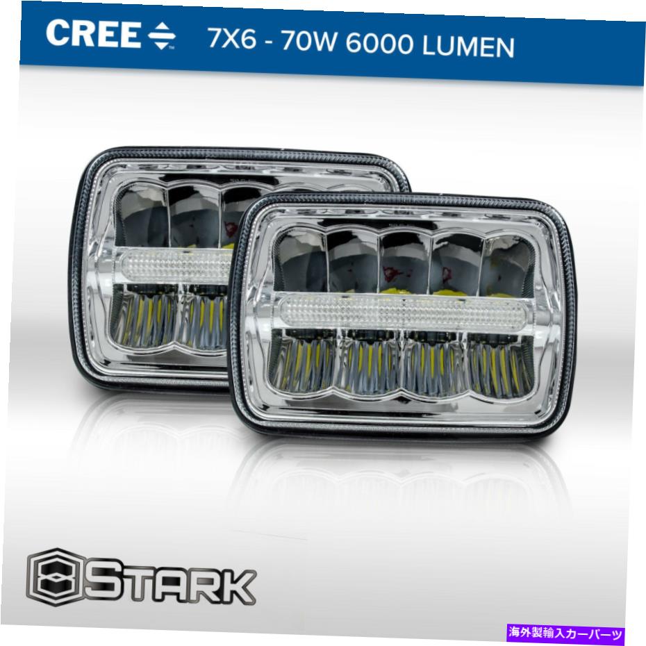 USヘッドライト 70W 6000LM Cree LED HI / LO DRLヘッドライトヘッドランプハウジングクローム7x6 H6054（A） 70W 6000LM CREE LED Hi / Lo DRL HeadLight Headlamp Housing Chrome 7x6 H6054 (A)【並行輸入品】