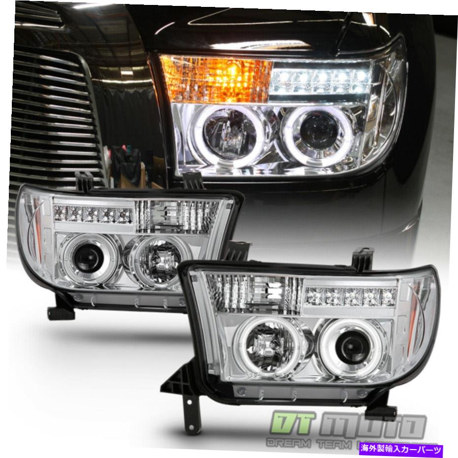 USヘッドライト 2007年から2013年トヨタツンドラ08-17 Sequoia LED Haloプロジェクターヘッドライトヘッドランプ For 2007-2013 Toyota Tundra 08-17 Sequoia LED Halo Projector Headlights Headlamp【並行輸入品】