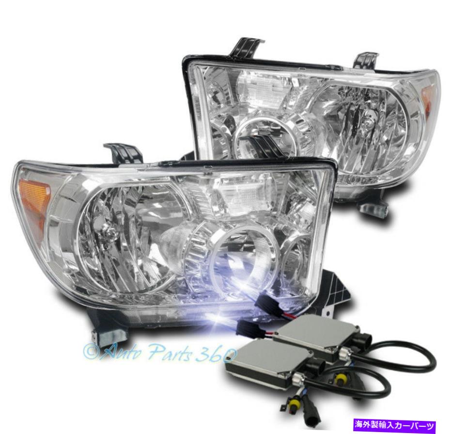 USヘッドライト 07-13トヨタツンドラ/ 08 +セコイアクリスタルヘッドライトランプクローム/アンバー+ 10K HIDキット 07-13 TOYOTA TUNDRA/08+ SEQUOIA CRYSTAL HEADLIGHT LAMP CHROME/AMBER +10K HID KIT【並行輸入品】