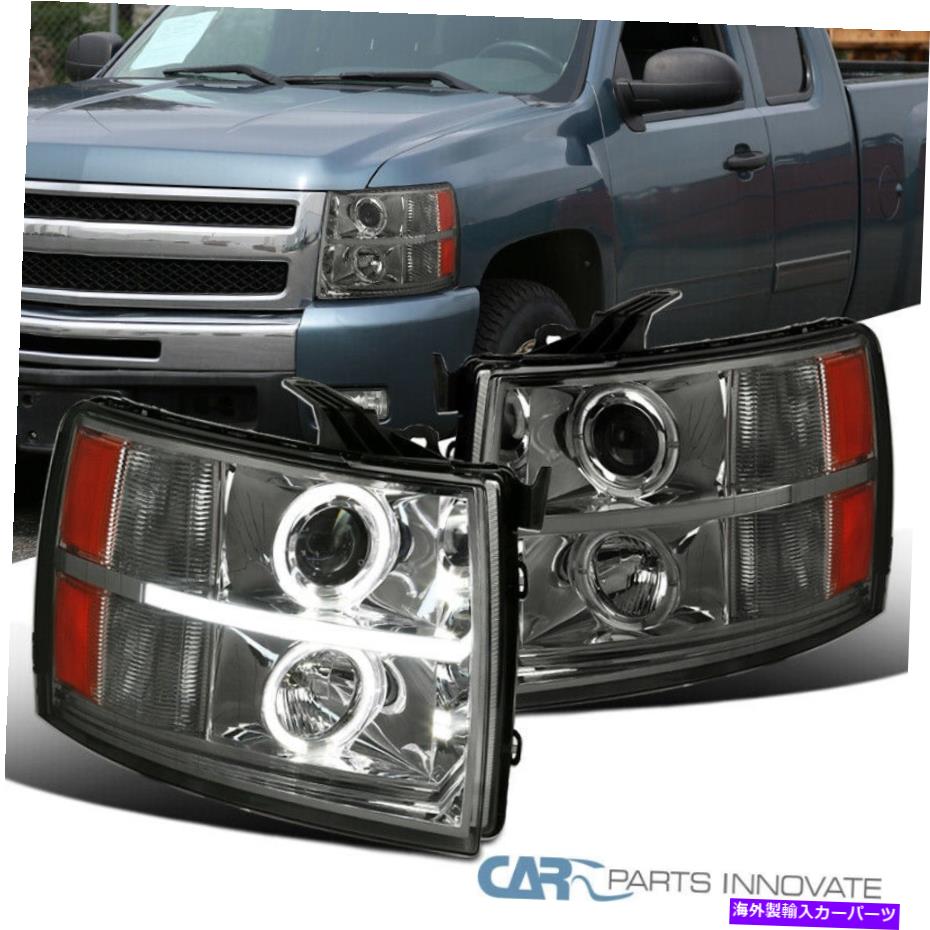 USヘッドライト 07~14のシボレーSilverado LEDデュアルハロースモークプロジェクターヘッドライト左+右 For 07-14 Chevy Silverado LED Dual Halo Smoke Projector Headlights Left+Right【並行輸入品】｜Us Custom Parts Shop USDM
