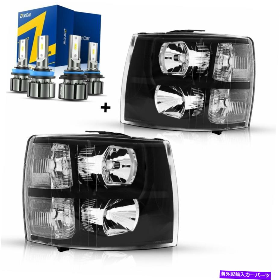 USヘッドライト 2007-2013のシボレーSilverado 1500/2500/3500黒の住宅ヘッドライトW / LED電球 For 2007-2013 Chevy Silverado 1500/2500/3500 Black Housing Headlights w/LED Bulb【並行輸入品】