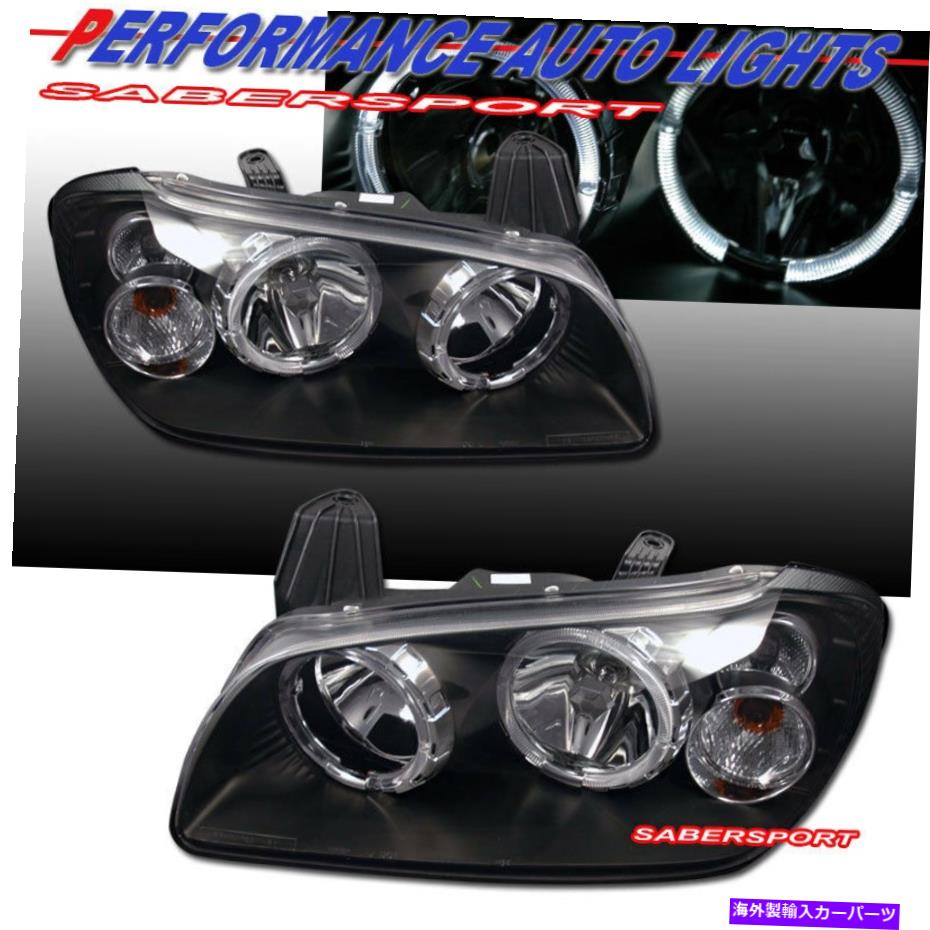 USヘッドライト 2000-2001日産マキシマGXE GLE SEのためのブラックヘッドライトW / Halo RIMSのセット Set of Black Headlights w/ Halo Rims for 2000-2001 Nissan Maxima GXE GLE SE【並行輸入品】