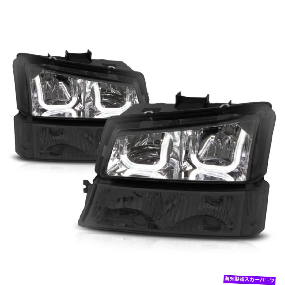 USヘッドライト 03-06シボリーSilverado / Avalanche J-Halo LED DRLヘッドライト/ランプ喫煙/クリア For 03-06 Chevy Silverado/Avalanche J-Halo LED DRL Headlight/Lamps Smoked/Clear【並行輸入品】 46,814円