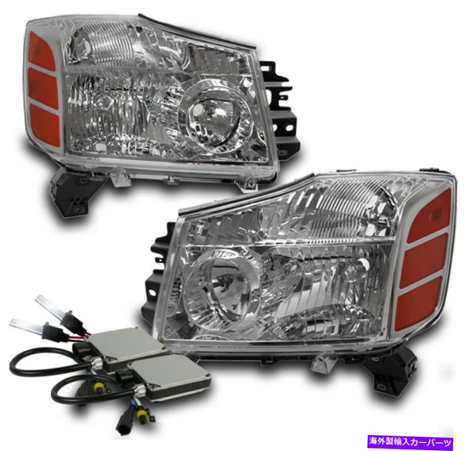 USヘッドライト Crystal Chrome / Amber Headlight + 2004-2014 Titan / 2004-2007 Armadaのための6K Xenon Hid CRYSTAL CHROME/AMBER HEADLIGHT+6K XENON HID FOR 2004-2014 TITAN/2004-2007 ARMADA【並行輸入品】