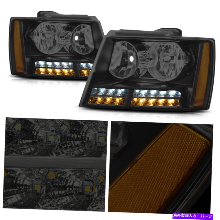 USヘッドライト 07-14 Avalanche Tahoe Suburban着色/琥珀色のためのLED DRLターンシグナルヘッドライト LED DRL TURN SIGNAL Headlights for 07-14 Avalanche Tahoe Suburban Tinted/Amber【並行輸入品】