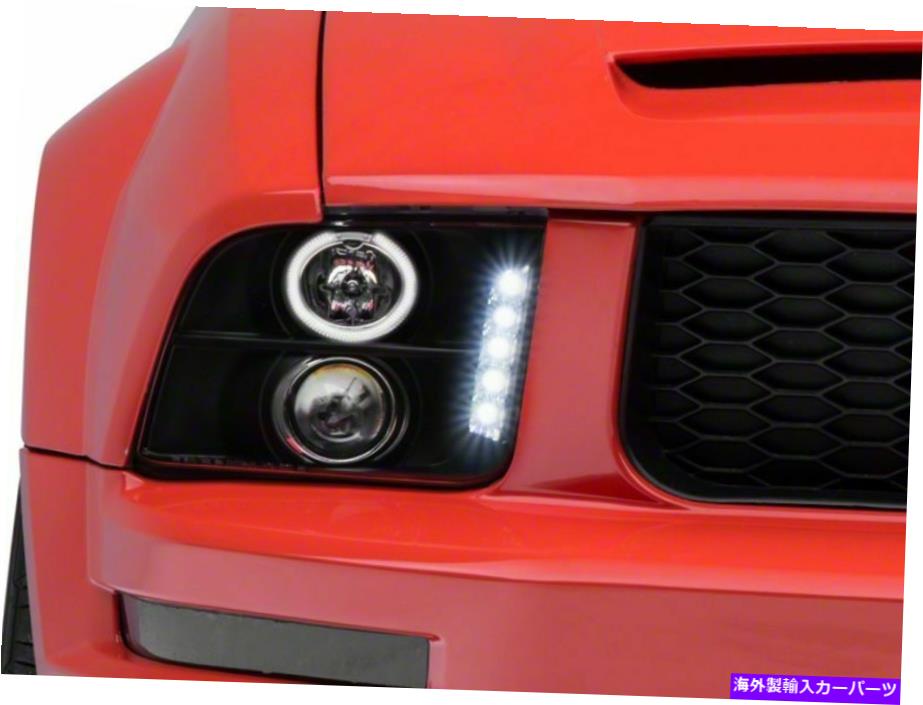USヘッドライト ブラックスタイリングの軸方向LED HaloプロジェクターのヘッドライトFord Mustang 05-09 Axial LED Halo Projector Headlights in Black Styling Fits Ford Mustang 05-09【並行輸入品】
