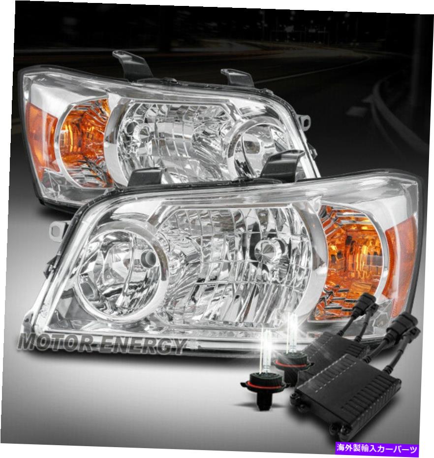 USヘッドライト 04 05 06トヨタハイランダーヘッドライトランプクロームW / 50W 6K HIDキット左+右 FOR 04 05 06 TOYOTA HIGHLANDER HEADLIGHT LAMP CHROME W/50W 6K HID KIT LEFT+RIGHT【並行輸入品】