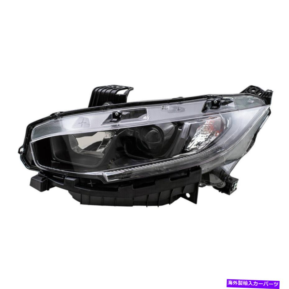 USヘッドライト ブラックベゼル付きハロゲンヘッドライト2019年2020ホンダシビックドライバーサイドレンズ Halogen Headlight fits 2019 2020 Honda Civic Driver Side Lens with Black Bezel【並行輸入品】