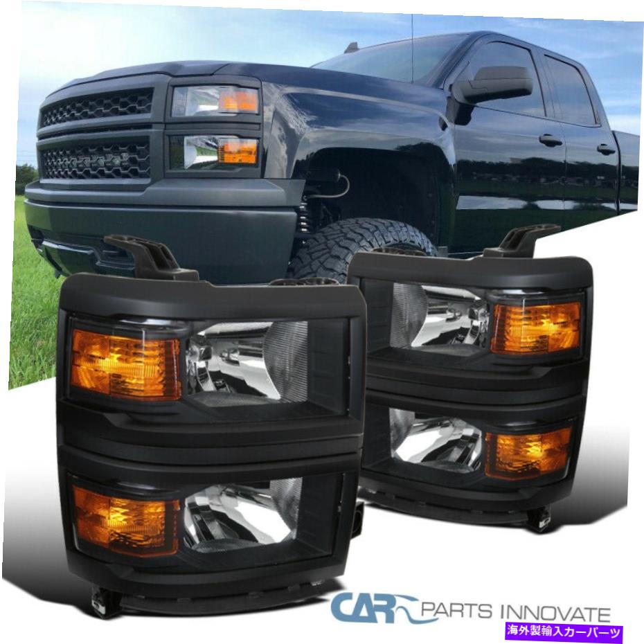 USヘッドライト 14-15シボリーSilverado 1500マットブラックヘッドライトコーナー信号ランプLH + RH For 14-15 Chevy Silverado 1500 Matte Black Headlights Corner Signal Lamps LH+RH【並行輸入品】 45,947円