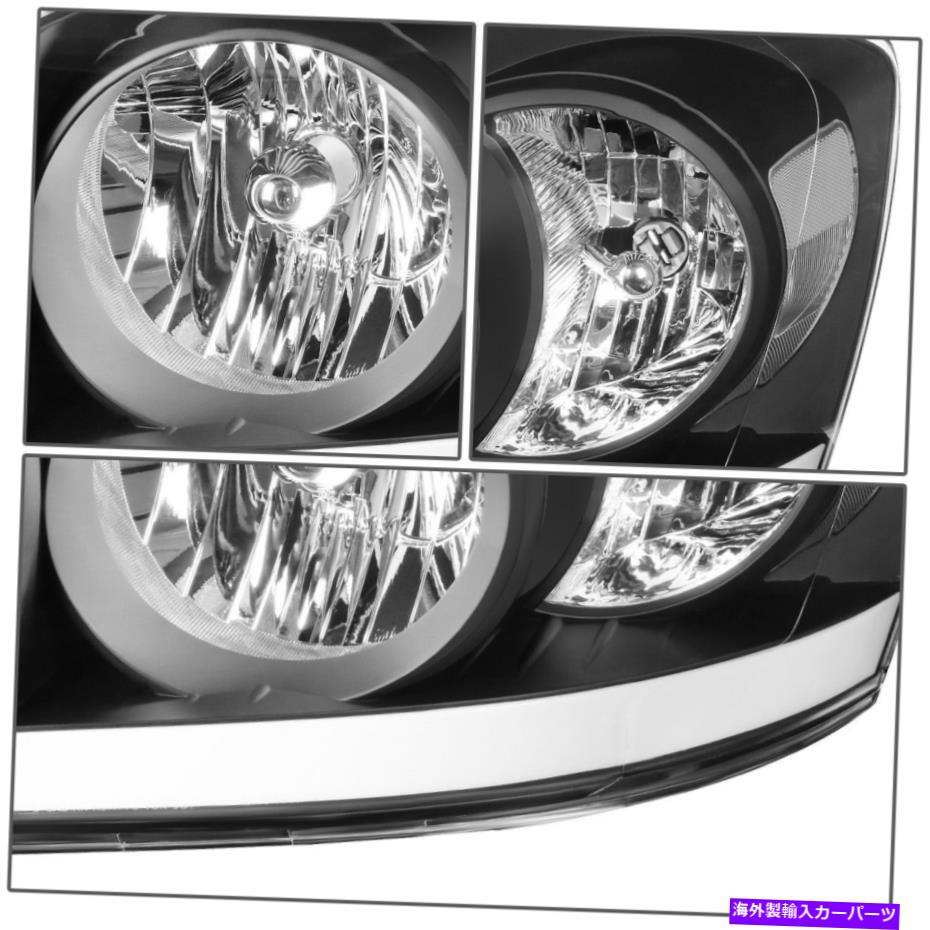 USヘッドライト 06-09ドッジRAM LED DRLバーブラックハウジングクリアコーナーヘッドライトランプペア For 06-09 Dodge Ram LED DRL Bar Black Housing Clear Corner Headlight Lamps Pair【並行輸入品】