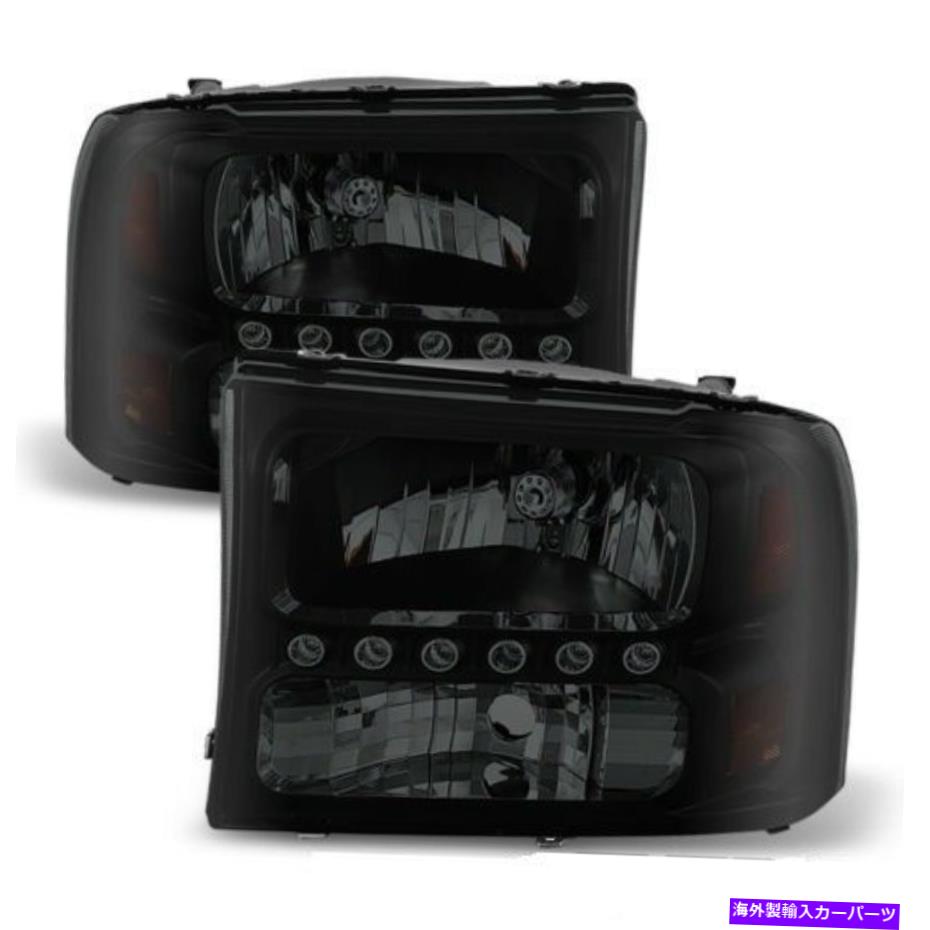 USヘッドライト FORD 99-04 F250 F350 SUPERDUTY /エクスカーションブラックハウジングスモークレンズLEDヘッドライト Ford 99-04 F250 F350 SuperDuty/Excursion Black Housing Smoke Lens LED Headlights【並行輸入品】