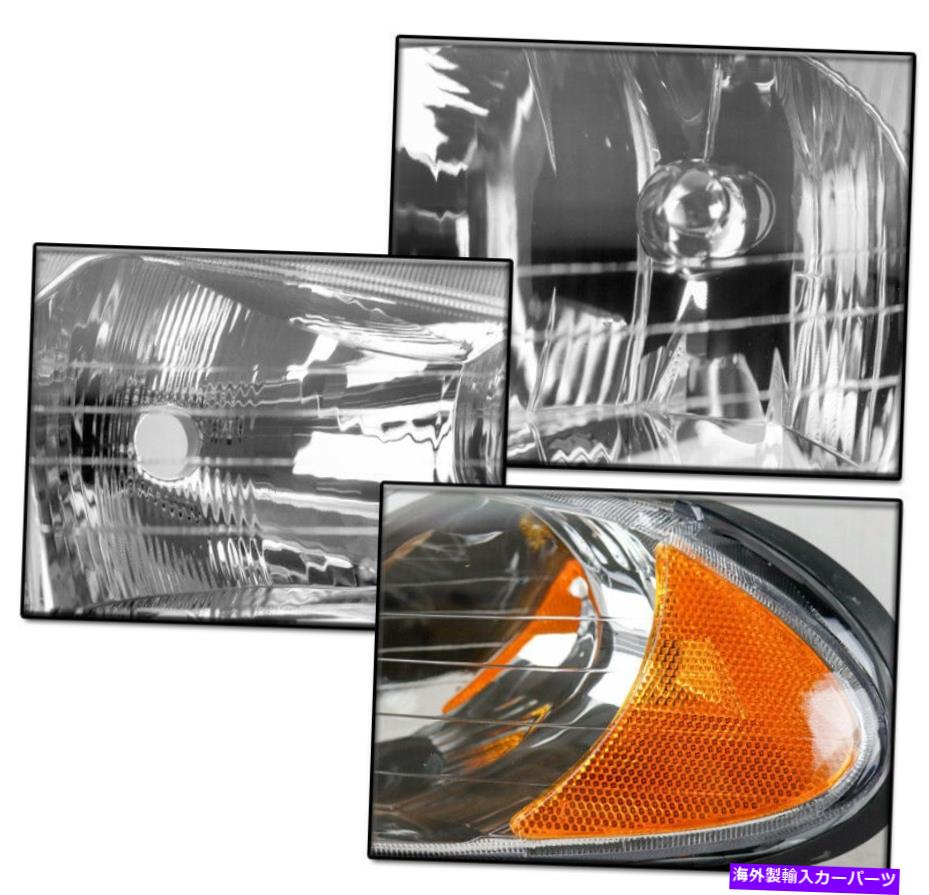 USヘッドライト 98-04 Dodge Intromid ChromeファクトリースタイルのヘッドライトランプW / LED DRL信号 FOR 98-04 DODGE INTREPID CHROME FACTORY STYLE HEADLIGHTS LAMPS W/LED DRL SIGNAL【並行輸入品】
