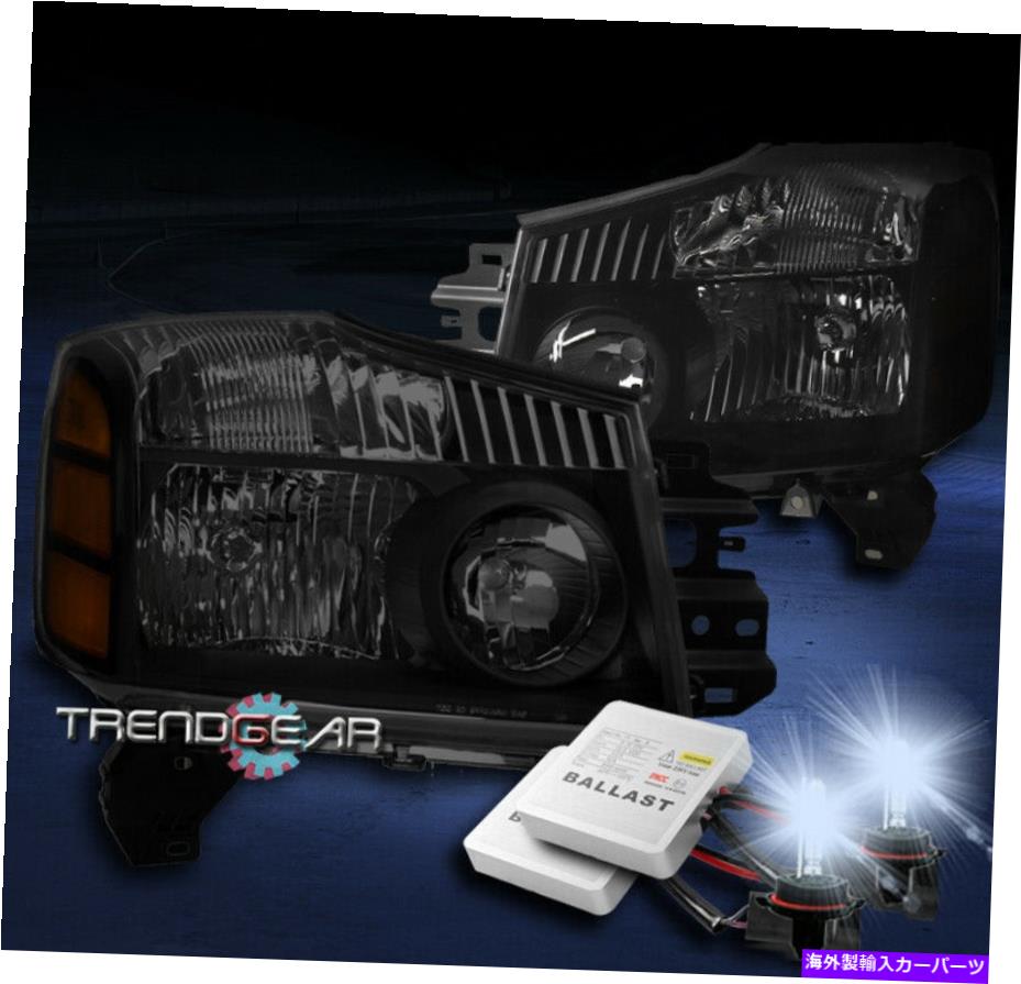 USヘッドライト 2004-2015 TITAN / 04-07 Armada Pickupヘッドライトランプブラック/スモークW / 8K HIDキット FOR 2004-2015 TITAN/04-07 ARMADA PICKUP HEADLIGHTS LAMP BLACK/SMOKE W/8K HID KIT【並行輸入品】