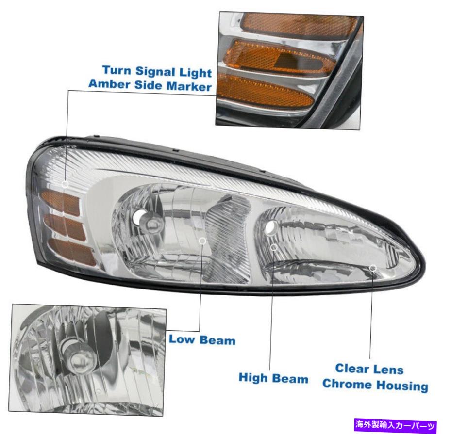 USヘッドライト 2004年から2008年のポンティアックグランドプリックスクロームヘッドライト+バンパーブルーLED DRLランプ+ HID For 2004-2008 Pontiac Grand Prix Chrome Headlight +Bumper Blue LED DRL Lamp +HID【並行輸入品】