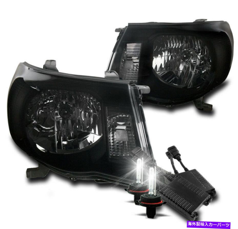 USヘッドライト 05-11トヨタタコマクリスタルスタイルブラック/スモークレンズヘッドライト+ 50W 8K HIDキット FOR 05-11 TOYOTA TACOMA CRYSTAL STYLE BLACK/SMOKE LENS HEADLIGHT +50W 8K HID KIT【並行輸入品】