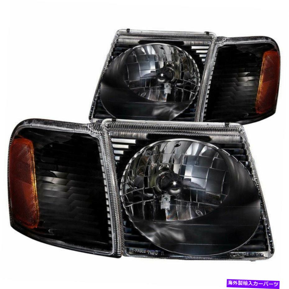 USヘッドライト Anzo USAヘッドライトFord Explorer Sport 2001-2005のためのブラックw / 2pcコーナーライト Anzo USA Headlights Black w/ 2PC Corner Lights for Ford Explorer Sport 2001-2005【並行輸入品】