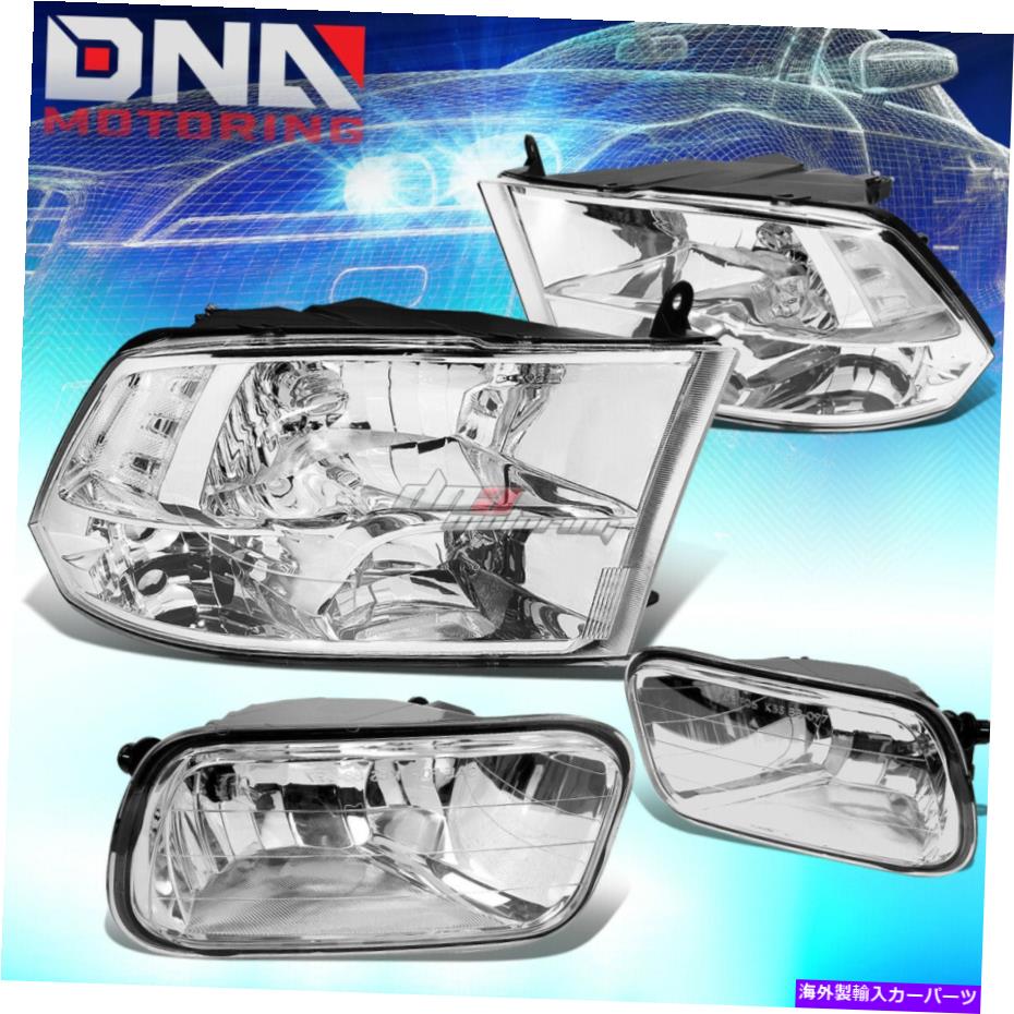 USヘッドライト クロームクワッドヘッドライトクリアコーナー+クロームフォグライトフィット09-12ラムピックアップDS DJ CHROME QUAD HEADLIGHT CLEAR CORNER+CHROME FOG LIGHT FIT 09-12 RAM PICKUP DS DJ【並行輸入品】