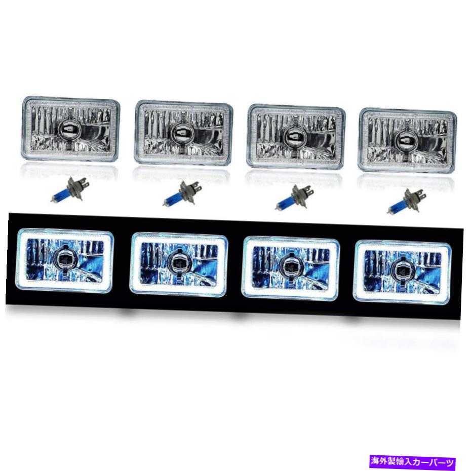 USヘッドライト 4×6ホワイトSMD LEDハローエンジェルアイヘッドライトヘッドランプ60Wハロゲン電球セット 4X6 White SMD LED Halo Angel Eye Headlight Headlamp 60W Halogen Light Bulbs Set【並行輸入品】