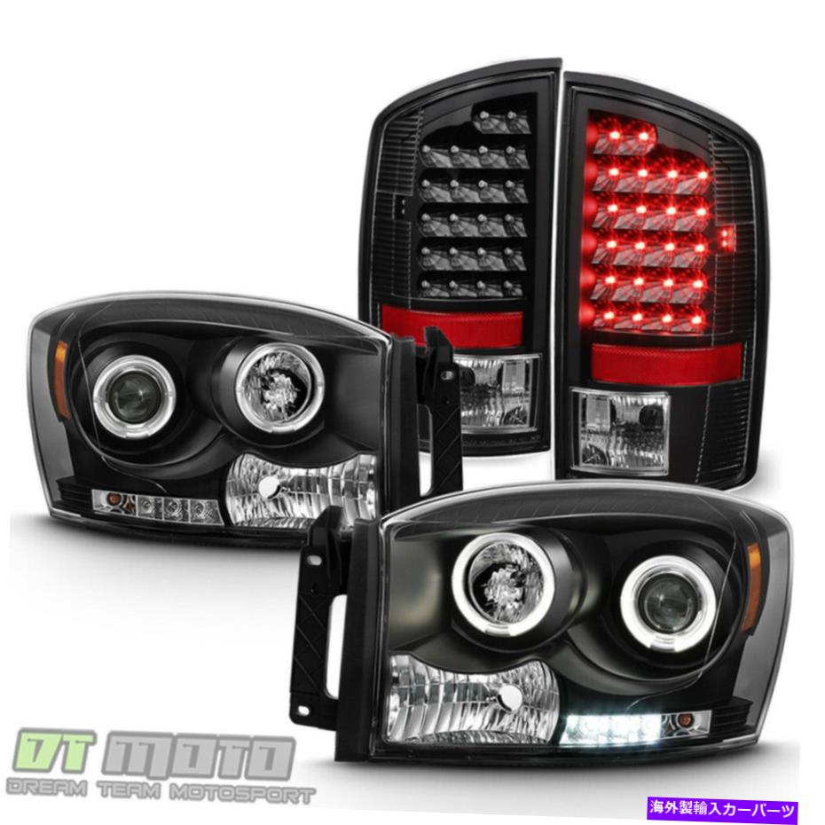 USテールライト 07-08 RAM 1500 07-09 2500 3500黒ハロープロジェクターLEDヘッドライト+テールライト 07-08 Ram 1500 07-09 2500 3500 Black Halo Projector Led Headlights + Tail Lights【並行輸入品】