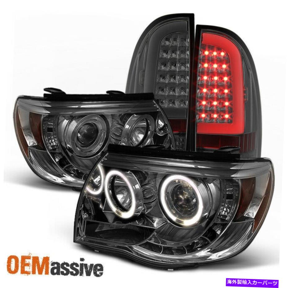 USテールライト フィット05-11トヨタタコマハロープロジェクターヘッドライトW / LEDテールライトセット - 煙 Fits 05-11 Toyota Tacoma Halo Projector Headlights w/ LED Tail Lights Set- Smoke【並行輸入品】