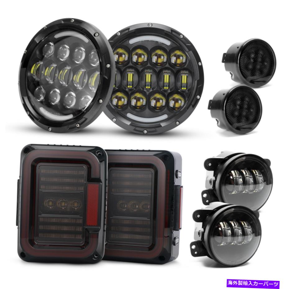 USテールライト 燻製EMCテールライト+ LED Haloヘッドライト+霧ターンランプ用JK JKU 2007-18 Smoked EMC Tail Lights+LED Halo Headlights+Fog Turn Lamp For Jeep JK JKU 2007-18【並行輸入品】|Us Custom Parts Shop USDM