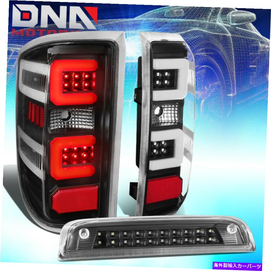 USテールライト フィット14-19 Silverado / Sierra 3D LEDバーテールライト+ 3番目のブレーキ/貨物ランプブラック FIT 14-19 SILVERADO/SIERRA 3D LED BAR TAIL LIGHT+THIRD BRAKE/CARGO LAMP BLACK【並行輸入品】