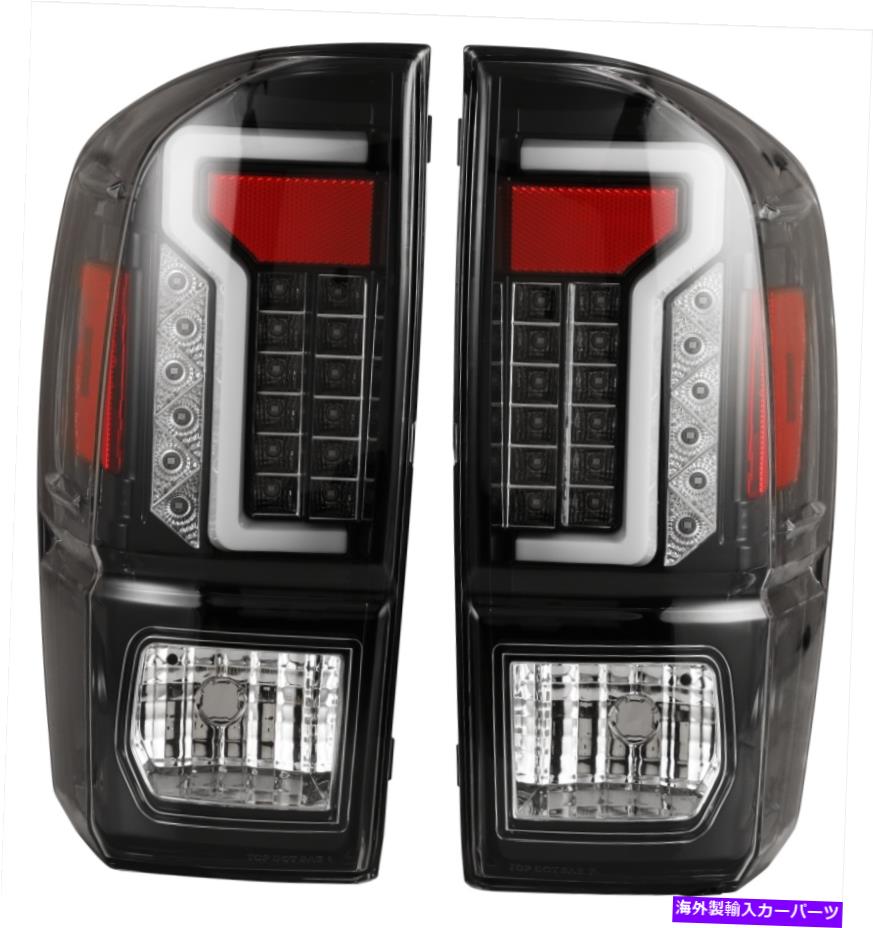 USテールライト LEDテールライトは16-20トヨタタコマブレーキライトバーリアランプブラック/クリア LED Tail Lights Fits 16-20 Toyota Tacoma Brake Lights Bar Rear Lamps Black/Clear【並行輸入品】